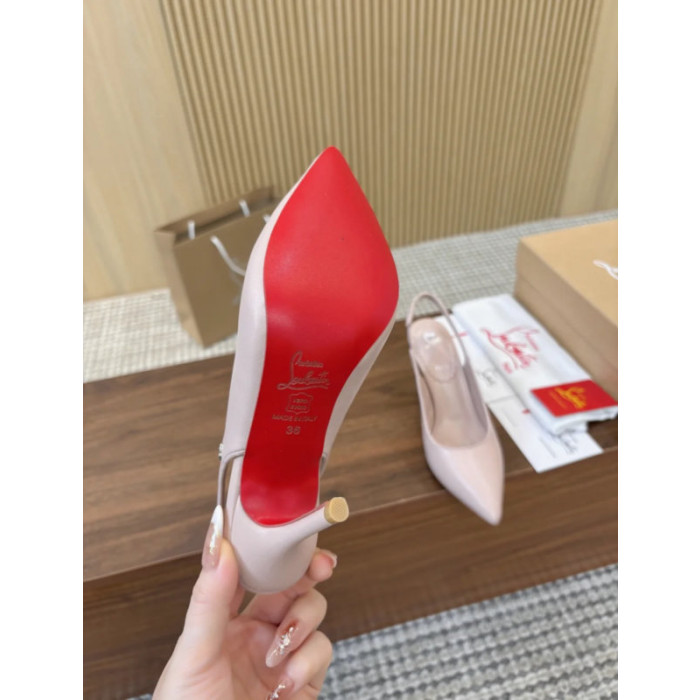 Christian Louboutin Blush Nude Leather 85mm Pointed Toe Slingback Pumps