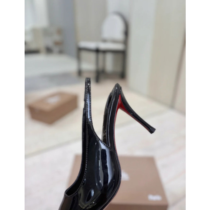 Christian Louboutin Black Patent Leather 120mm Stiletto Heel So Kate Slingback Pumps