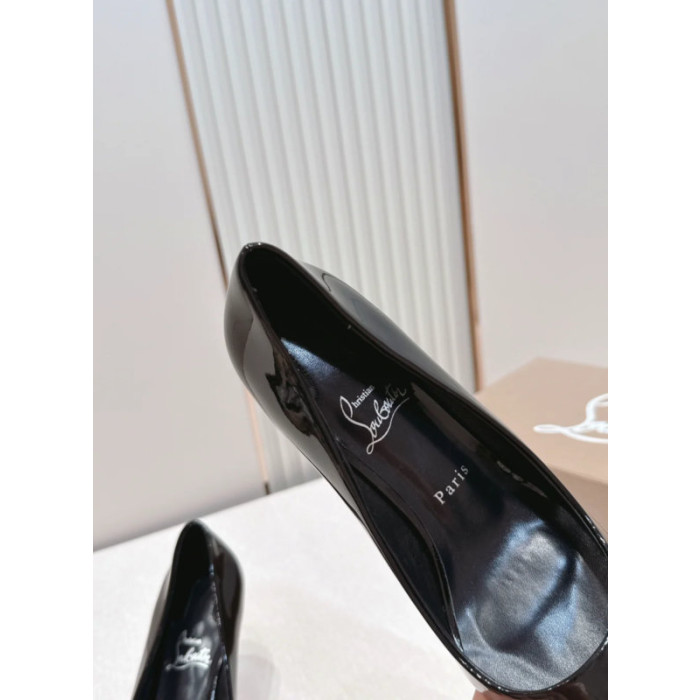 Christian Louboutin Black Patent Leather 85mm Stiletto Heel Pointed‑Toe Pumps