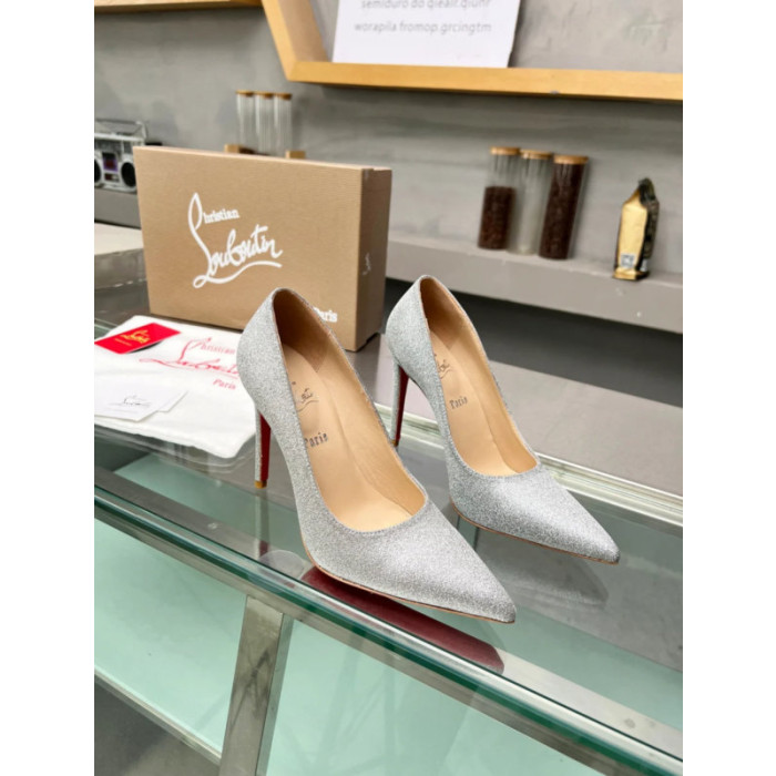 Christian Louboutin Silver Glitter Pointed‑Toe 120mm High Heel Pumps