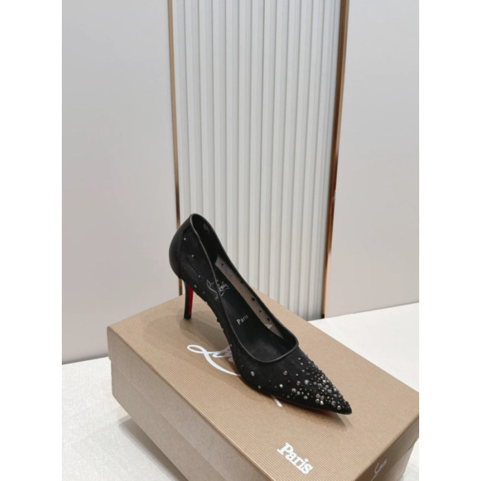 Christian Louboutin Black Mesh 85mm Stiletto Heel Pointed‑Toe Pumps