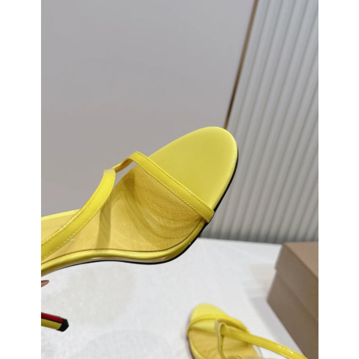 Christian Louboutin Yellow Patent Leather 100mm Stiletto Heel Slingback Sandals