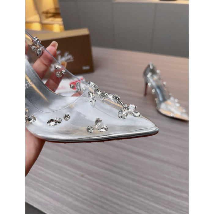 Christian Louboutin Clear PVC Crystal‑Embellished 100mm Stiletto heel Pumps