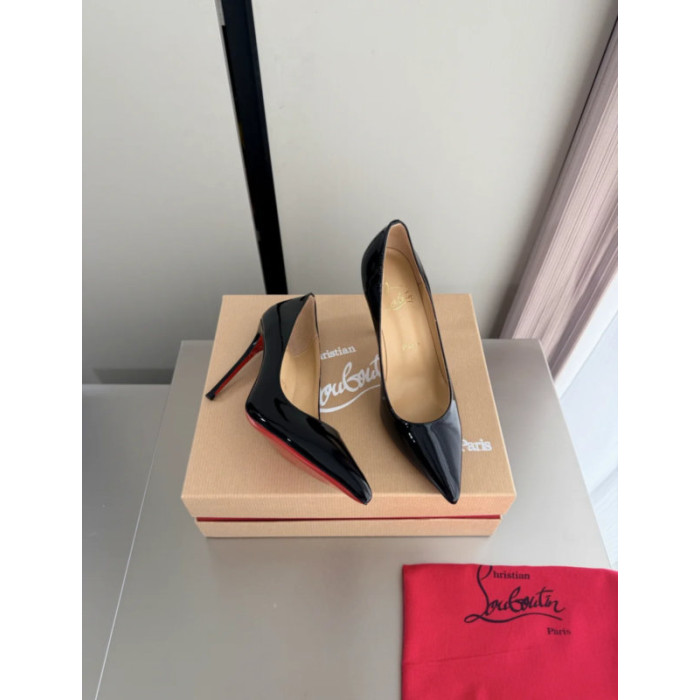 Christian Louboutin Black Patent Leather 100mm Stiletto Heel Kate Pumps