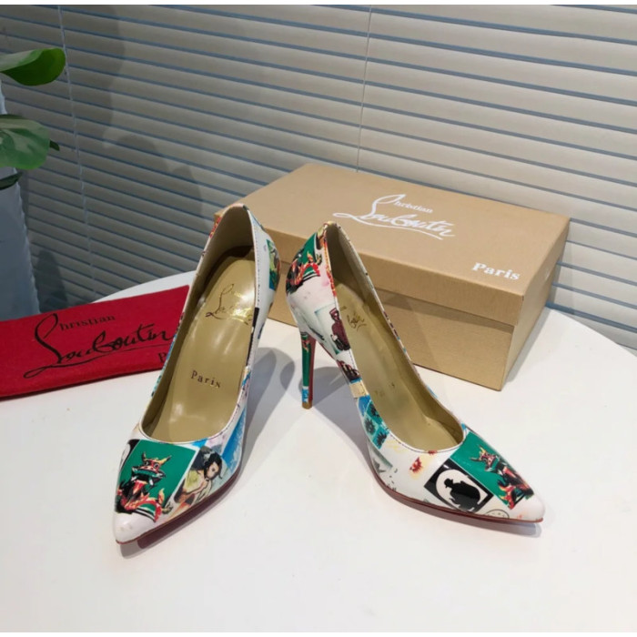 Christian Louboutin Collage‑Print Pointed Toe 100mm Stiletto heel Pumps