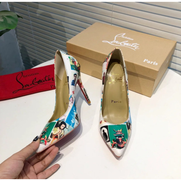 Christian Louboutin Collage‑Print Pointed Toe 100mm Stiletto heel Pumps