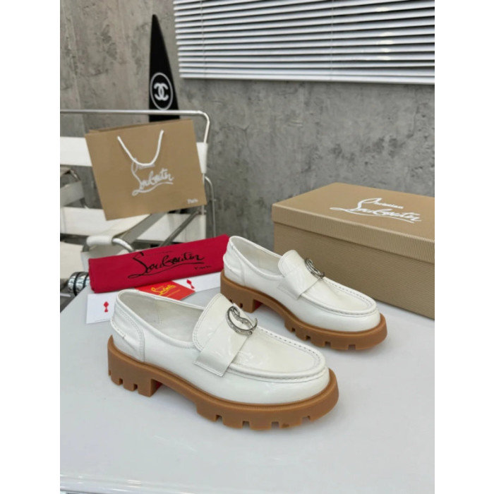 Christian Louboutin White Patent Leather Chunky Loafer