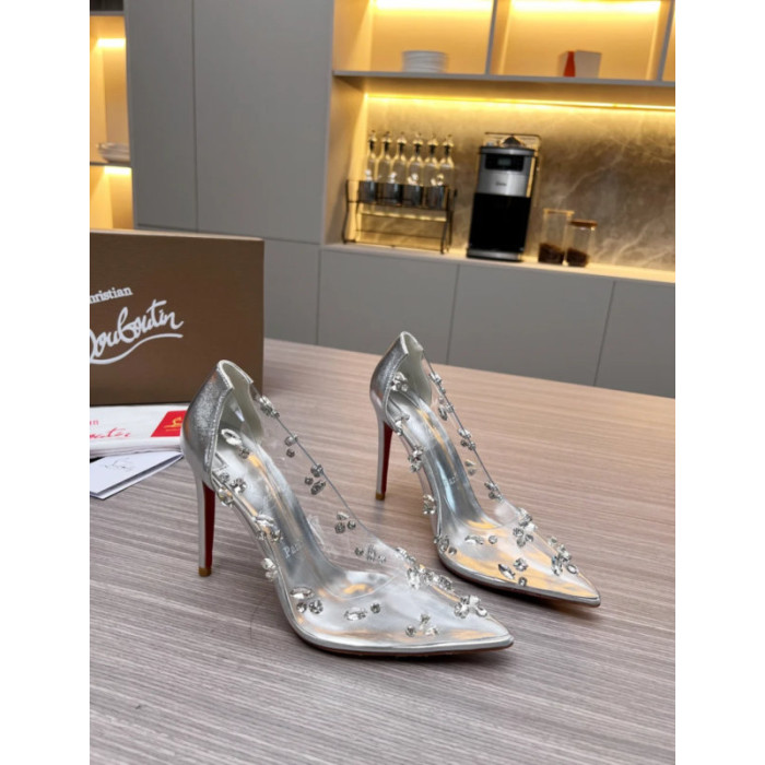 Christian Louboutin Clear PVC Crystal‑Embellished 100mm Stiletto heel Pumps