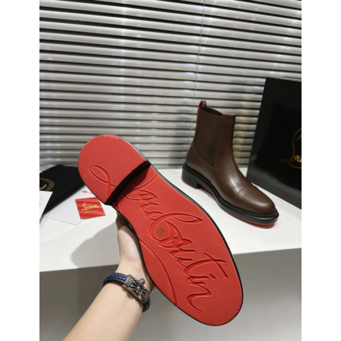Christian Louboutin Brown Leather Chelsea Ankle Boots