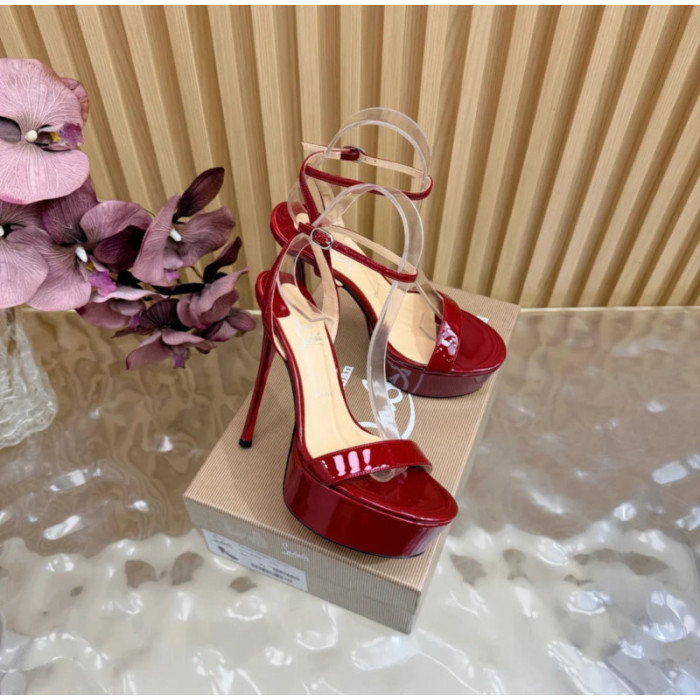 Christian Louboutin Red Patent 150mm Platform Ankle‑Strap Heel Sandals