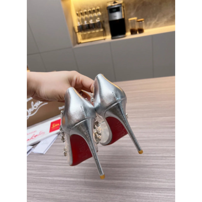 Christian Louboutin Clear PVC Crystal‑Embellished 100mm Stiletto heel Pumps