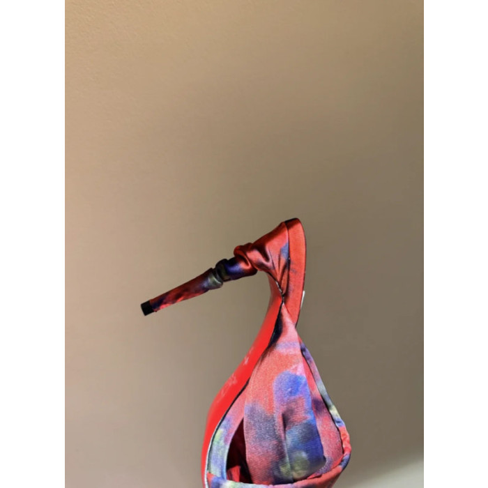 Christian Louboutin Marbled Satin 100mm heel Draped Mule High‑Heel Sandals