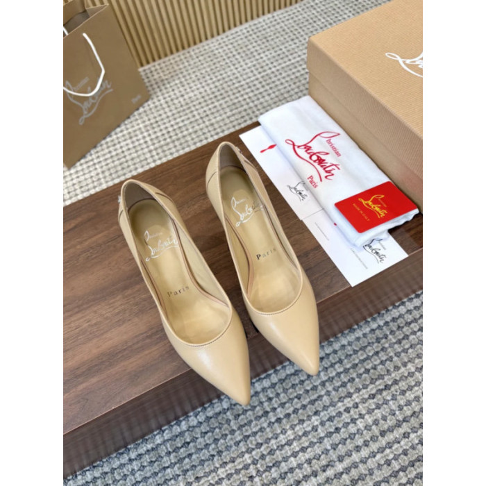 Christian Louboutin Beige Leather 85mm Sporty Kate Pointed Toe Stiletto Heel Pumps
