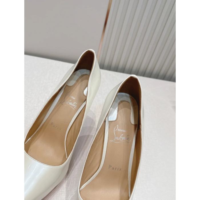 Christian Louboutin White Patent 100mm Stiletto Heel Pointed‑Toe Pumps