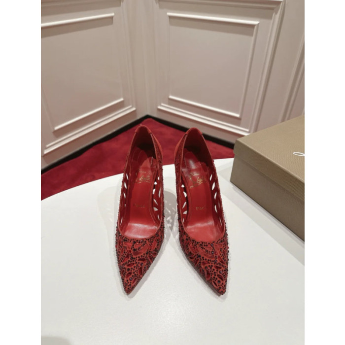 Christian Louboutin Black Suede Multi‑Crystal Cut‑Out 120mm Stiletto Heel So Kate Pumps