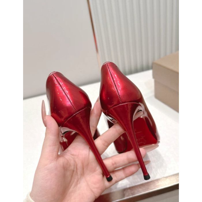 Christian Louboutin Red Metallic Patent Leather 100mm Stiletto Heel Kate Pumps