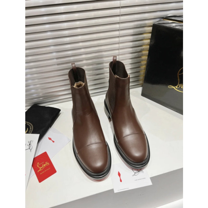 Christian Louboutin Brown Leather Chelsea Ankle Boots