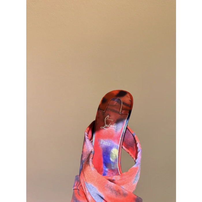 Christian Louboutin Marbled Satin 100mm heel Draped Mule High‑Heel Sandals