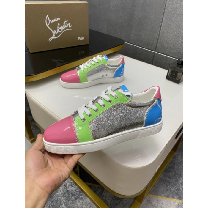 Christian Louboutin Multicolor Color‑Block Metallic Low‑Top Sneakers