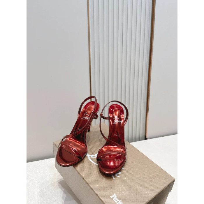 Christian Louboutin Metallic Red 100mm Stiletto Heel Slingback Sandals