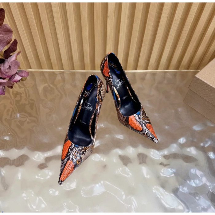 Christian Louboutin Multicolor Python‑Print Pointed‑Toe Stiletto High Heel Pumps
