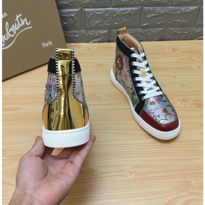 Christian Louboutin Graffiti Print 20mm High‑Top Men’s Sneakers