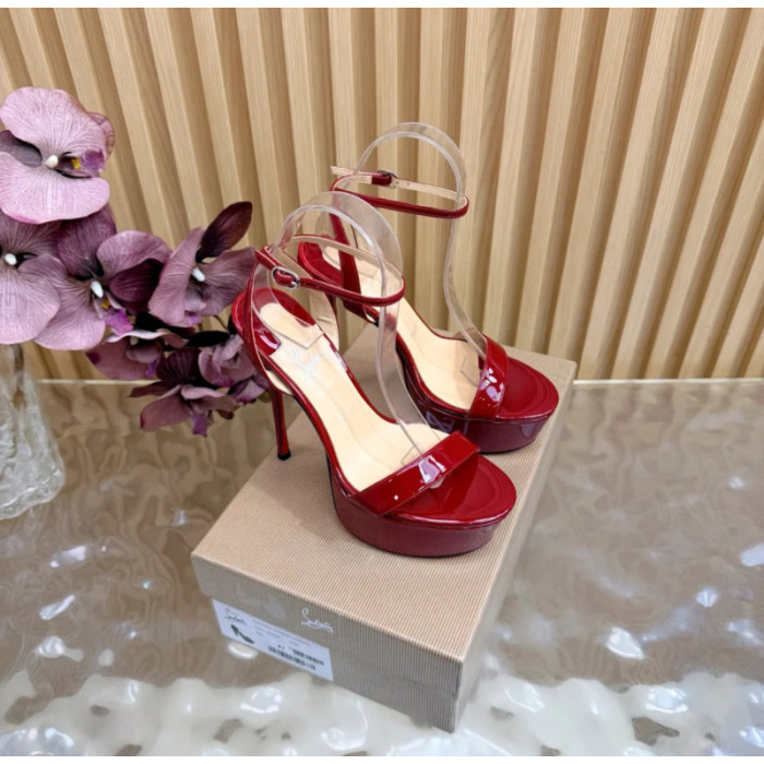 Christian Louboutin Red Patent 150mm Platform Ankle‑Strap Heel Sandals