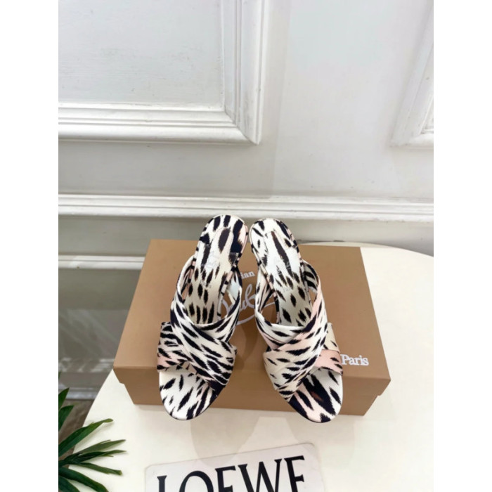 Christian Louboutin Leopard‑Print Satin Twist‑Strap Mule High‑Heel Sandals