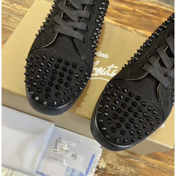 Christian Louboutin Black Suede Full‑Spike High‑Top Sneakers
