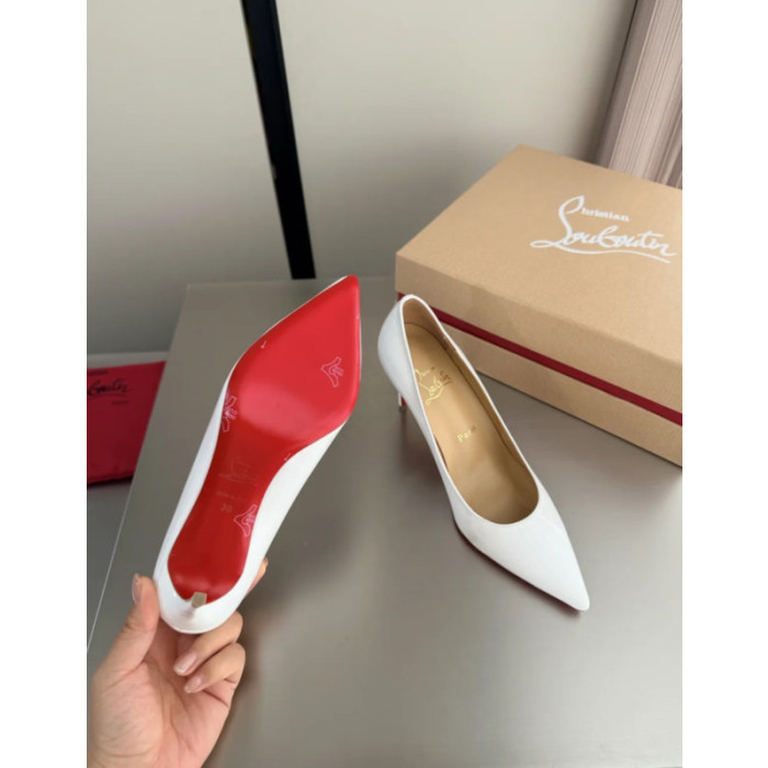 Christian Louboutin White Patent Leather 100mm Stiletto Heel Kate Pumps