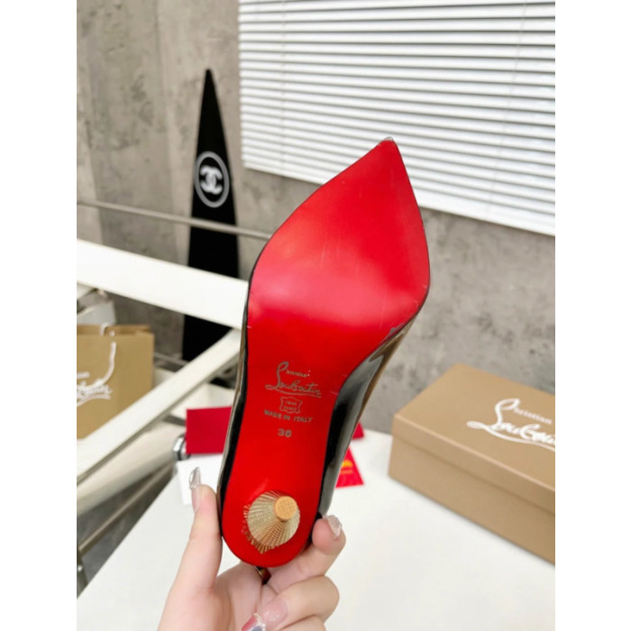 Christian Louboutin Burgundy Velvet Pointed Toe 100mm heel Pumps