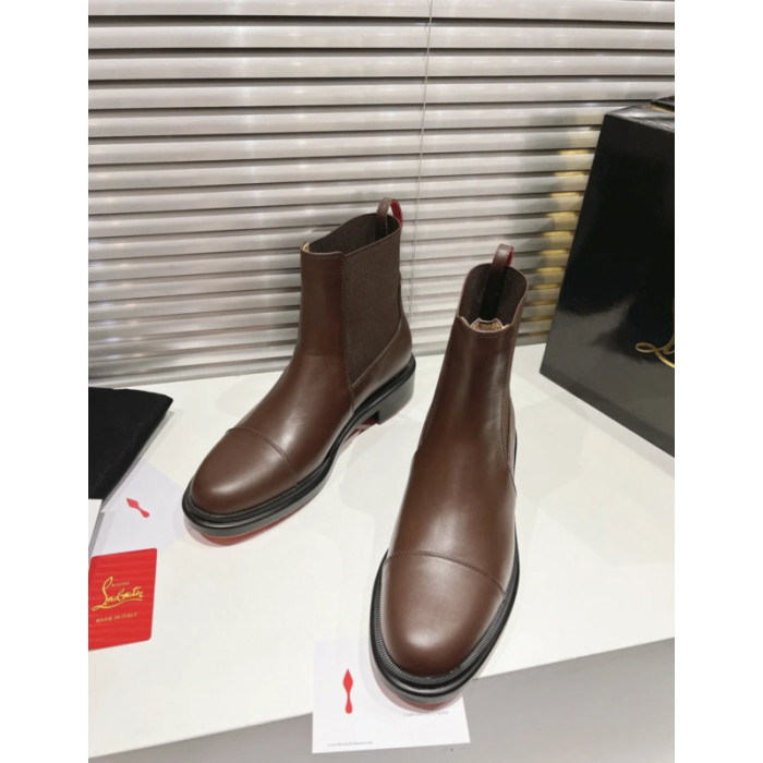 Christian Louboutin Brown Leather Chelsea Ankle Boots