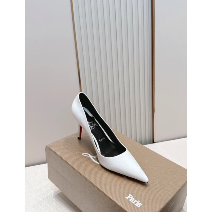 Christian Louboutin White Patent Leather 85mm Stiletto Heel Pointed‑Toe Pumps