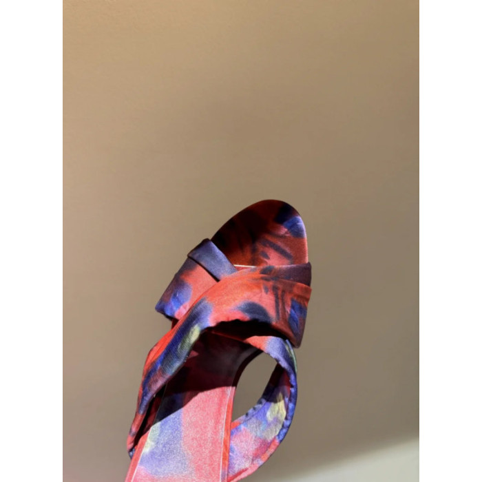 Christian Louboutin Marbled Satin 100mm heel Draped Mule High‑Heel Sandals