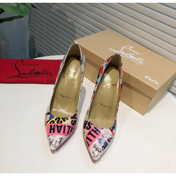 Christian Louboutin Graffiti‑Print Pointed Toe 100mm Stiletto heel Pumps