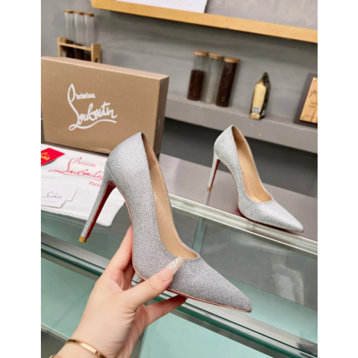 Christian Louboutin Silver Glitter Pointed‑Toe 120mm High Heel Pumps