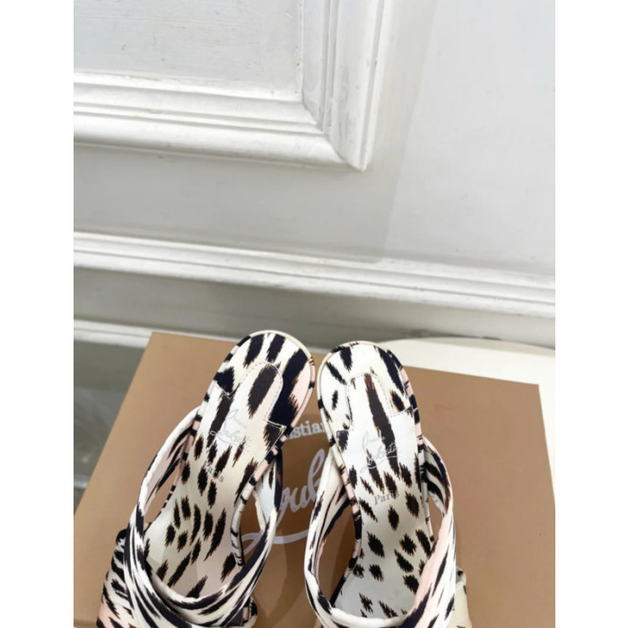 Christian Louboutin Leopard‑Print Satin Twist‑Strap Mule High‑Heel Sandals