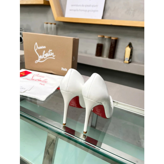 Christian Louboutin White Patent Leather Pointed‑Toe 120mm High Heel Pumps