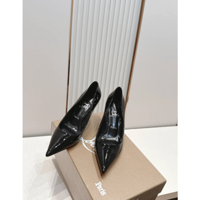 Christian Louboutin Black Patent Leather 85mm Stiletto Heel Pointed‑Toe Pumps