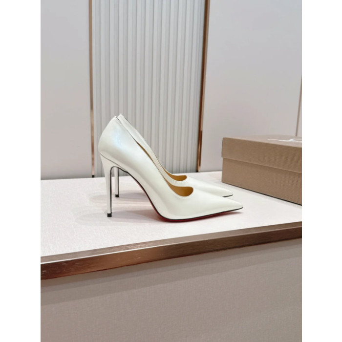 Christian Louboutin White Patent 100mm Stiletto Heel Pointed‑Toe Pumps