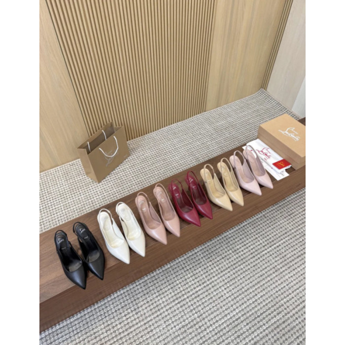Christian Louboutin Beige Leather 85mm Pointed Toe Slingback Pumps
