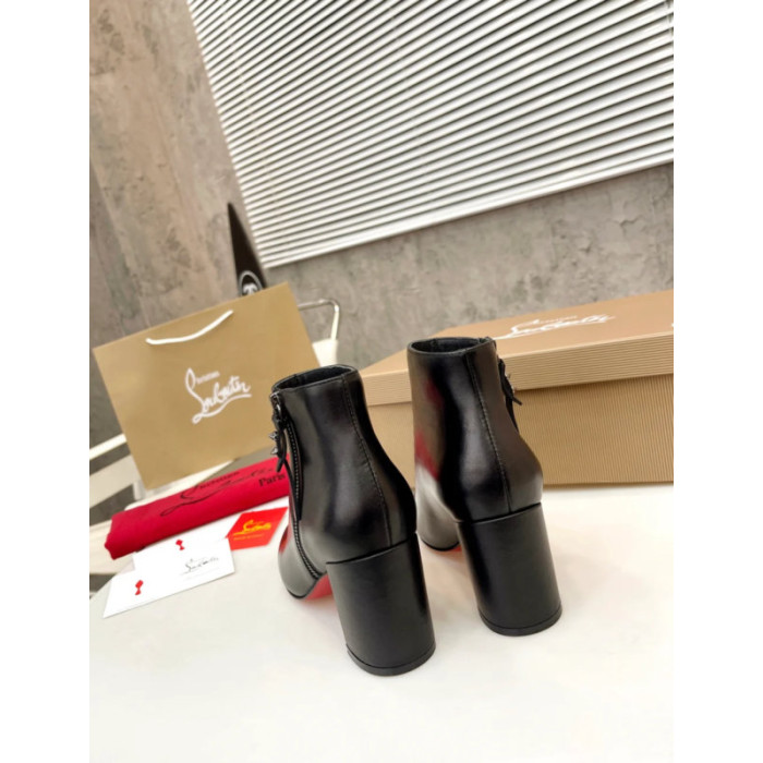 Christian Louboutin Black Leather 85mm Heel Side‑Zip Ankle Boots