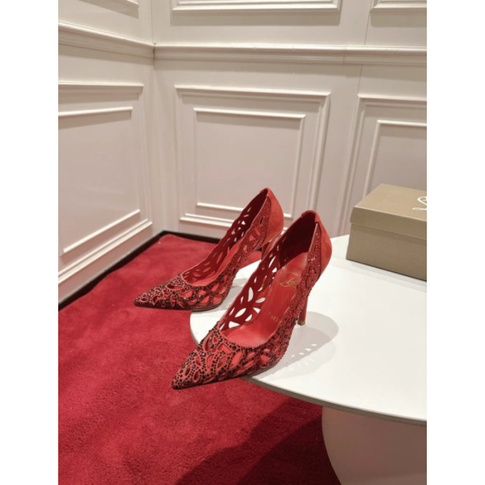Christian Louboutin Black Suede Multi‑Crystal Cut‑Out 120mm Stiletto Heel So Kate Pumps