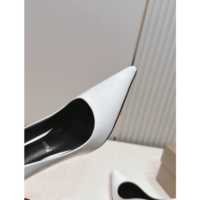 Christian Louboutin White Patent Leather 85mm Stiletto Heel Pointed‑Toe Pumps