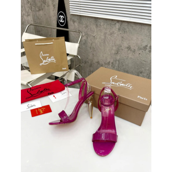 Christian Louboutin Fuchsia Patent Leather 100mm heel Ankle Strap Sandals
