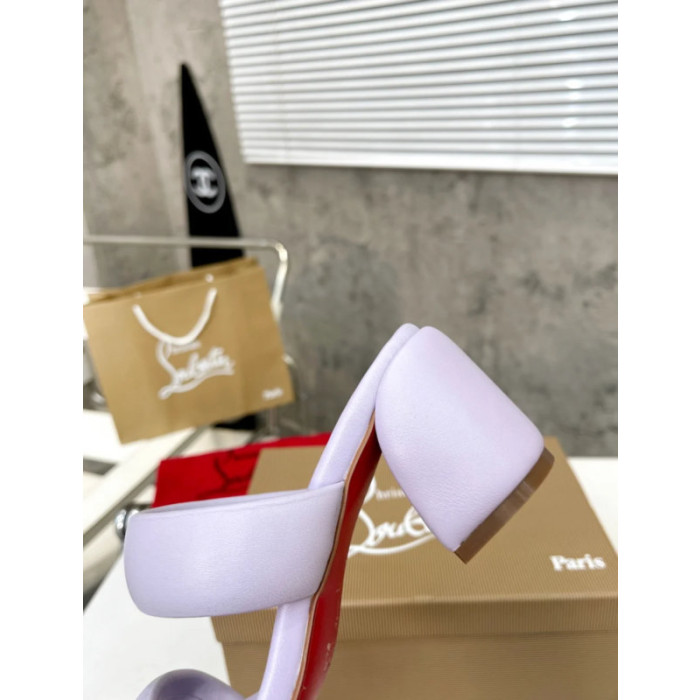 Christian Louboutin Lavender Leather 55mm heel Slide Sandals