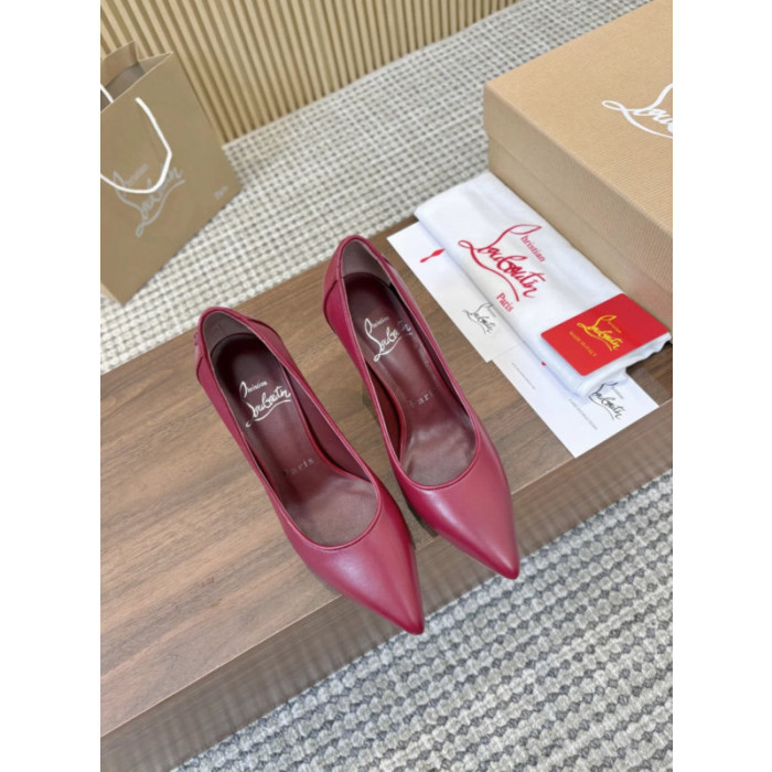 Christian Louboutin Burgundy Leather 85mm Sporty Kate Pointed Toe Pumps