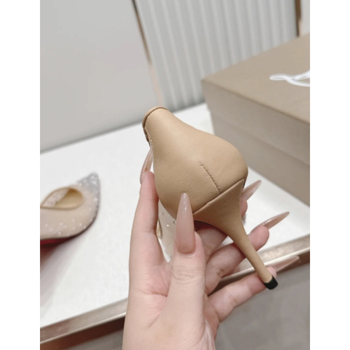 Christian Louboutin Nude Mesh Crystal‑Embellished 85mm Stiletto Heel Pointed‑Toe Pumps