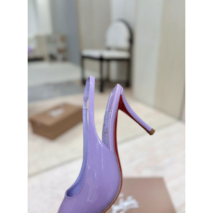 Christian Louboutin Lavender Patent Leather 85mm Pointed‑Toe Slingback Stiletto Heel Pumps