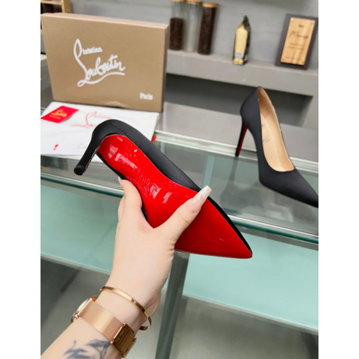 Christian Louboutin Black Satin Pointed‑Toe 120mm High Heel Pumps